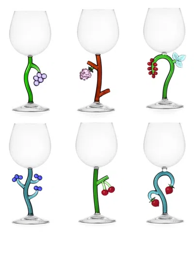 Ichendorf Milano Fruits And Flowers Wine Glasses (set Of Six) In Blue