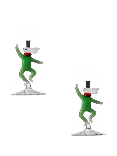 Ichendorf Milano Rabbit-detail Tealight Holders In Green