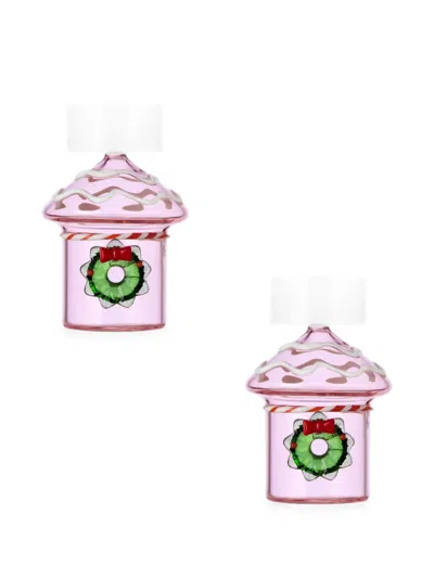 Ichendorf Milano Wreath-detail Tealight Holders (set Of Two) In Pink