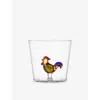 Ichendorf Multicolor Rooster Glass Tumbler 8cm In Multi