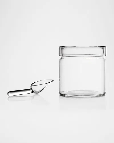 Ichendorf Piuma Sugar Pot With Glass Spoon, 10 Oz. In Transparent