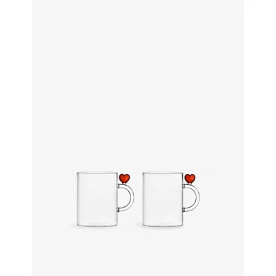 Ichendorf Cuore Heart Set Of Two Borosilicate-glass Mugs In Transparent