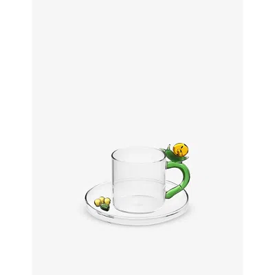 Ichendorf Snail Borosilicate-glass Tea Cup With Saucer In Transparent