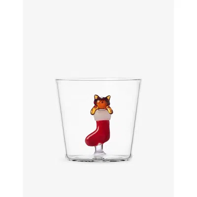 Ichendorf Tabby Cat Amber Cat Glass Christmas Tumbler In Multi