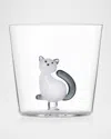 Ichendorf Tabby Cat Glass Tumbler 8cm In White/smoke