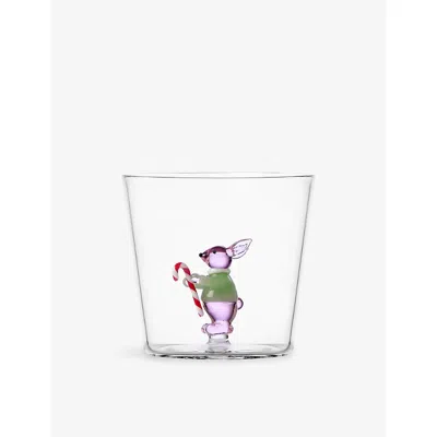 Ichendorf Woodland Pink Rabbit Glass Tumbler In Transparent