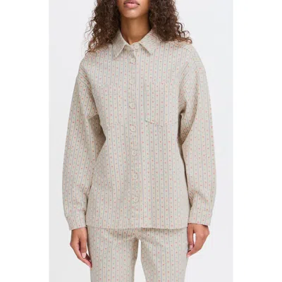 Ichi Allover Print Denim Jacket In Birch