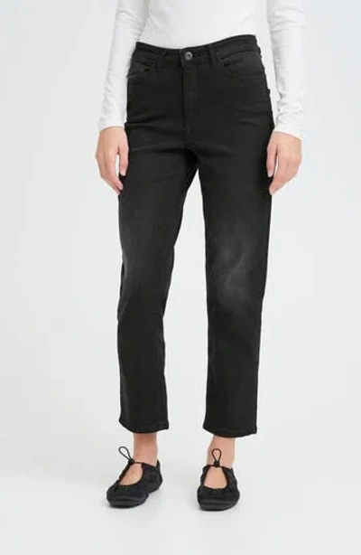 Ichi Ankle Straight Jeans In Black