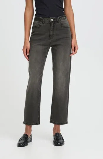 Ichi Ankle Straight Jeans In Gray