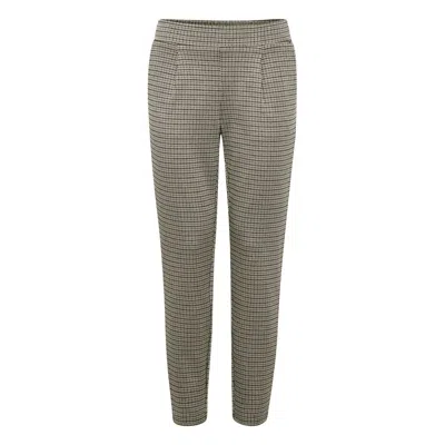Ichi Beige Polyester Pant In Gray