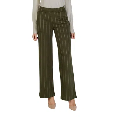 Ichi Bicolor Viscose Casual Pants In Green
