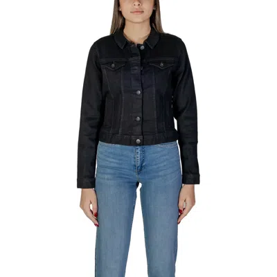 Ichi Black Cotton Jackets & Coat