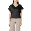 Ichi Black Cotton T-shirt In Black