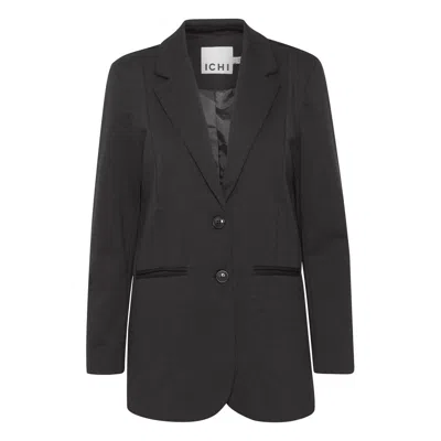 Ichi Kate Herringbone Jacquard Oversize Jacket In Black