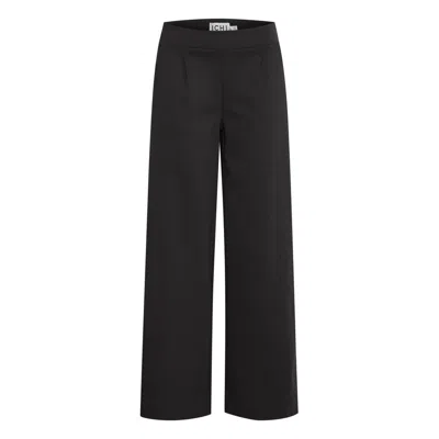 Ichi Kate Sus Ankle Length Trousers In Total Eclipse In Black
