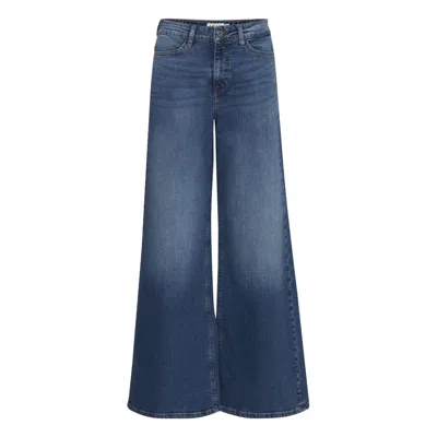 Ichi Blue Cotton Bootcut Jeans