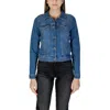 Ichi Blue Cotton Jackets & Coat In Blue