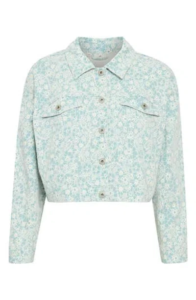 Ichi Calies Crop Trucker Jacket In Blue