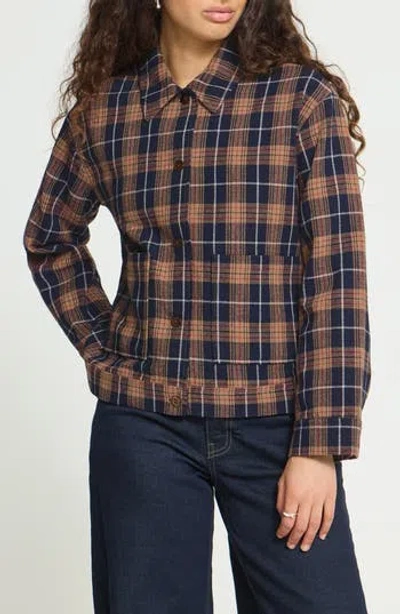 Ichi Check Canvas Utility Jacket In Multi