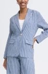 Ichi Check Print Blazer In Blue