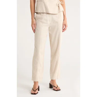 Ichi Cotton & Linen Pants In Neutral