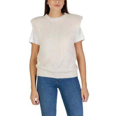 Ichi Cream Polyester Sleeveles Sweater In White