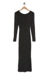 Ichi Crossback Shimmer Long Sleeve Sweater Dress In Black