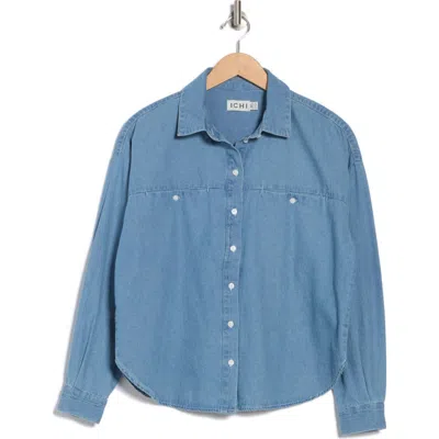 Ichi Denim Button-up Shirt In Light Blue Washed