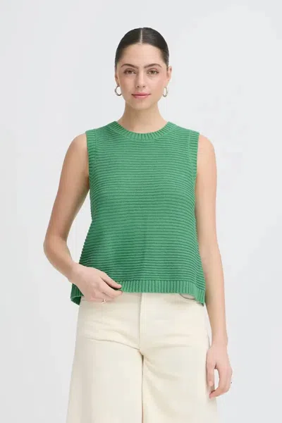 Ichi Dotties Briar Vest In Kelly Green