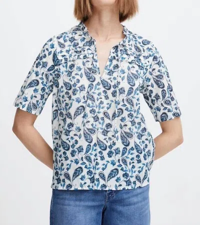 Ichi Emmeretta Top In Baleine Blue In Multi