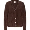 Ichi Eyelash Knit Cardigan In Brown