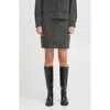 Ichi Faded Denim A-line Skirt In Washed Black