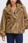 Ichi Faux Fur Jacket In Brown