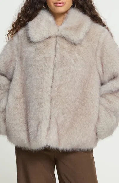 Ichi Faux Fur Jacket In Neutral