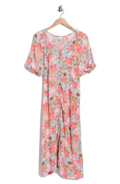 Ichi Floral Print Tie Waist Dress In Multi