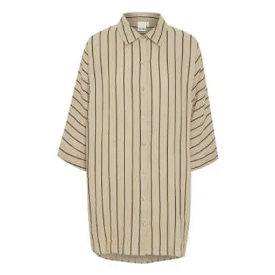 Ichi Foxa Beach Shirt-doeskin/black Stripes-20120963
