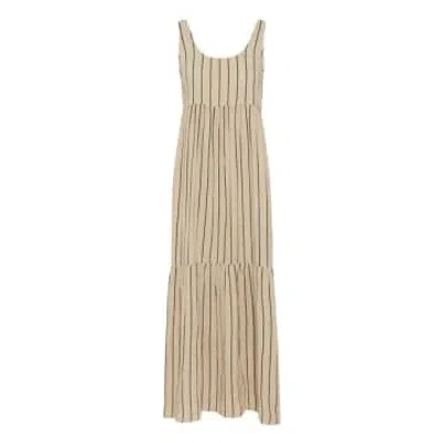 Ichi Foxa Striped Maxi Dress In Doeskin/black Stripe