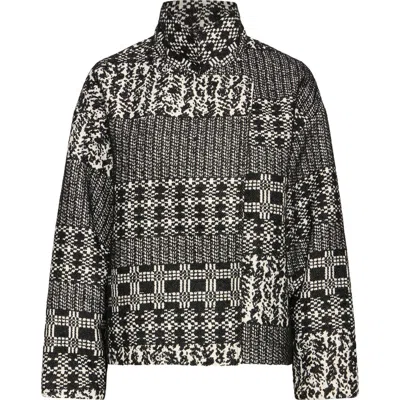 Ichi Graphic Jacquard Jacket In Black