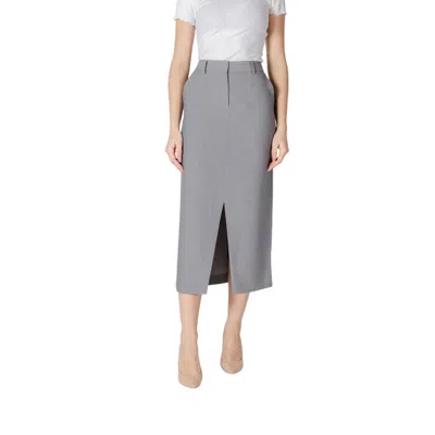 Ichi Gray Polyester Long Women's Skirt