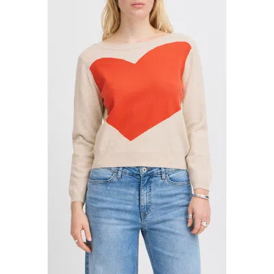 Ichi Heart Pullover Sweater In Mlg With Fiesta