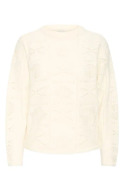 Ichi Ihagnete Ls3 Crewneck Sweater In White