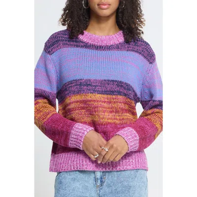 Ichi Ihalinea Striped Crewneck Sweater In Purple