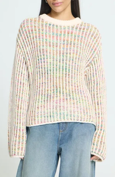 Ichi Ihanila Rib Crewneck Sweater In Multi