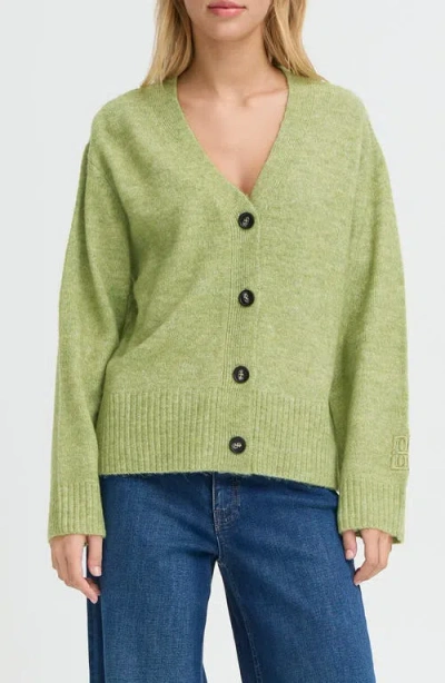 Ichi Ihbaling Button Front Sweater In Green