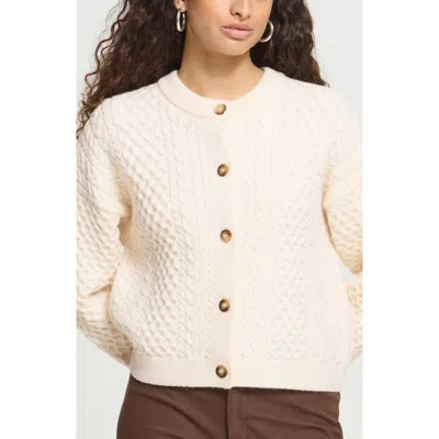 Ichi Ihdamina Cable Knit Cardigan In Neutral