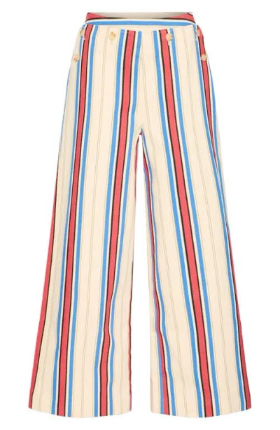 Ichi Iherina Pleated Stripe High Waist Pants In Multi
