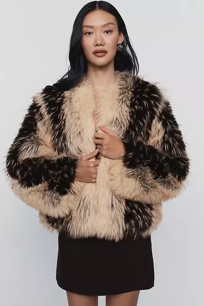 Ichi Ihflaxa Faux Fur Jacket In Black