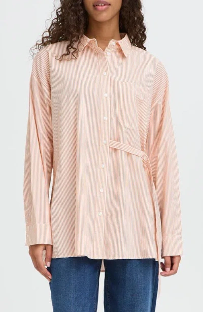 Ichi Ihfluca Stripe Shirt In Pink