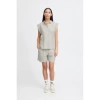 ICHI IHKADAYA SHORTS IN SANDSHELL WITH CASHMERE BLUE STRIPE