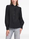 Ichi Ihkarlani Ruffled Puff-sleeve Blouse In Black